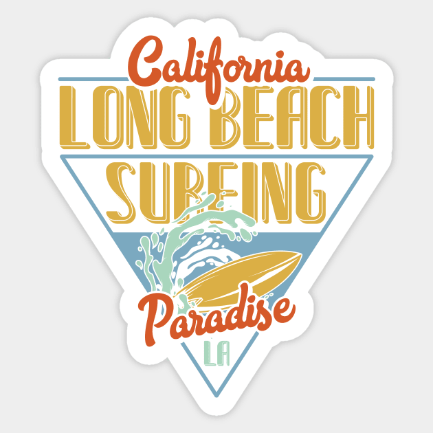 California Long Beach Surfing Paradise Gift Tshirt Sticker by gdimido